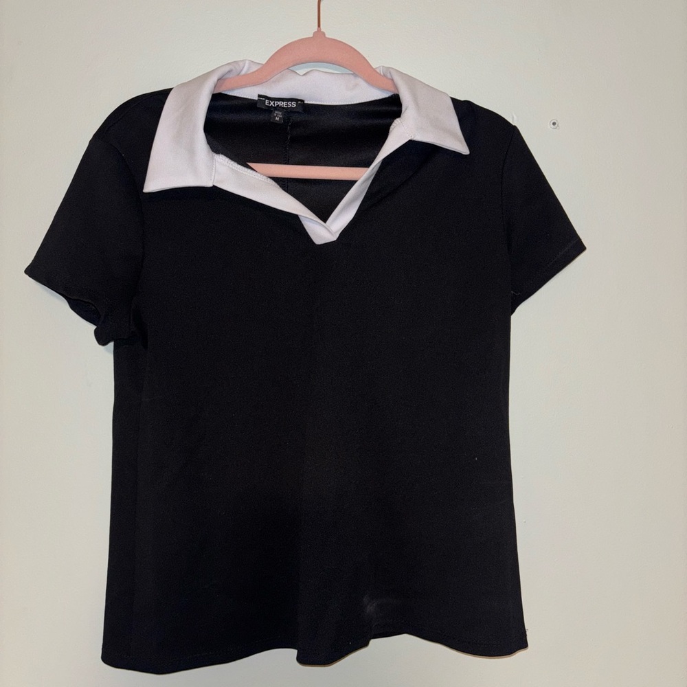 Express Women's Black Collared Top